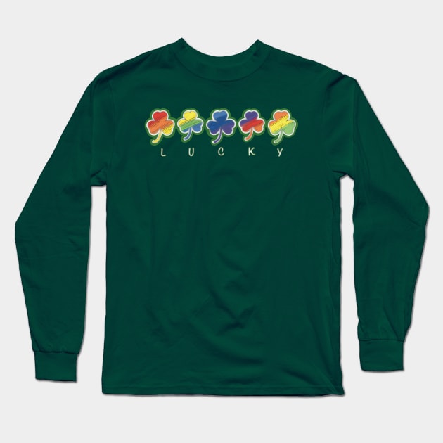 St. Patrick’s Day - Fun Lucky Rainbow Long Sleeve T-Shirt by Creasorz